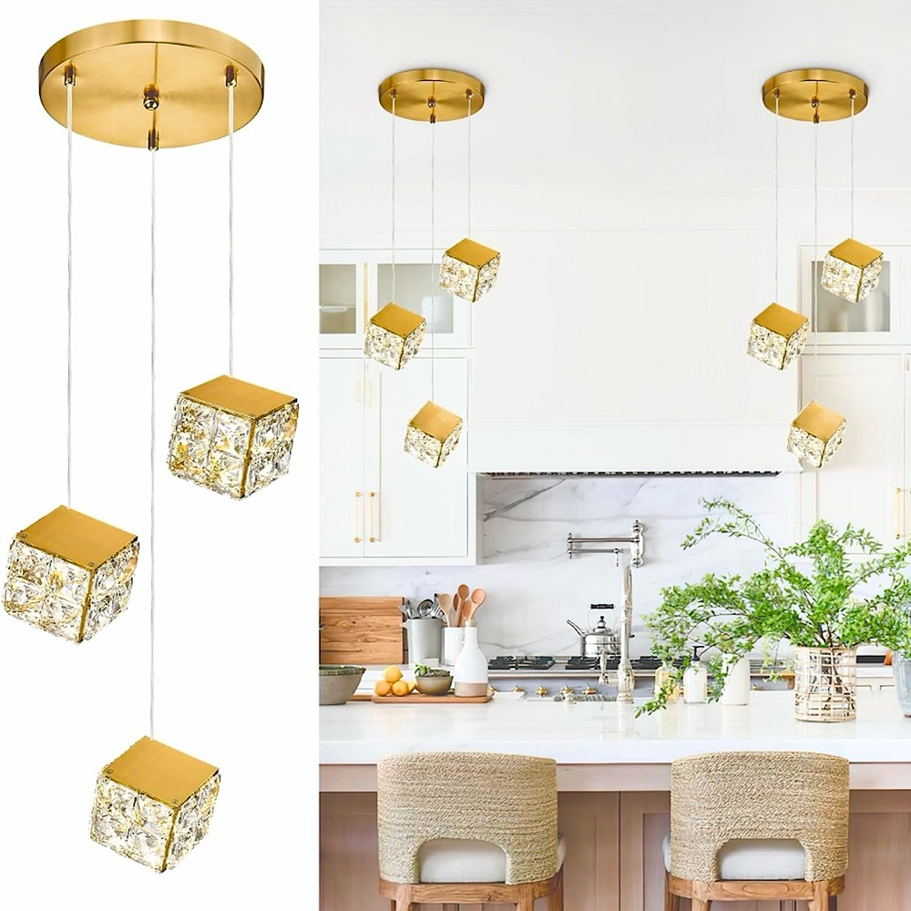 New 3-Light Cluster Crystal Pendants Chandelier